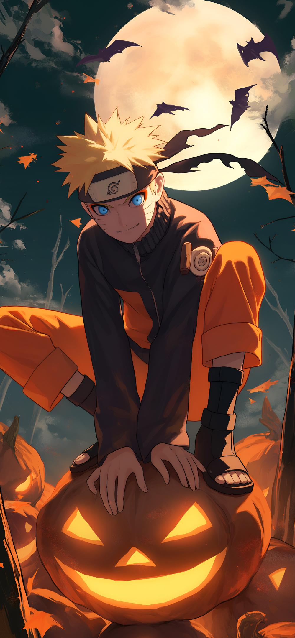 Download Epic Naruto Sitting On Pumpkin Halloween