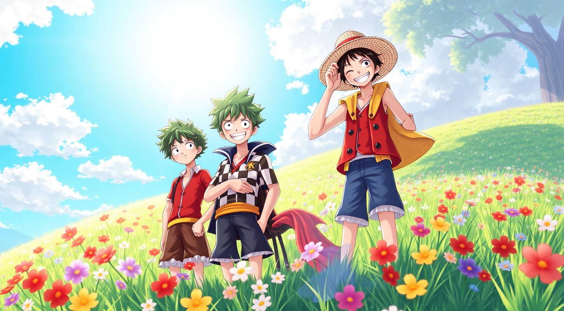 Download Izuku Friend With Tanjiro And Luffy