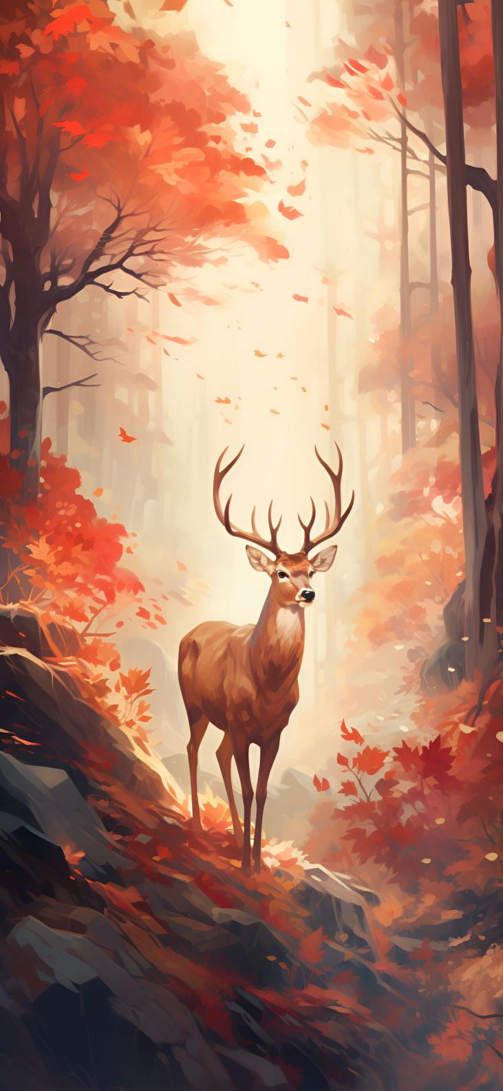 Download Fall Forest Deer Water Color