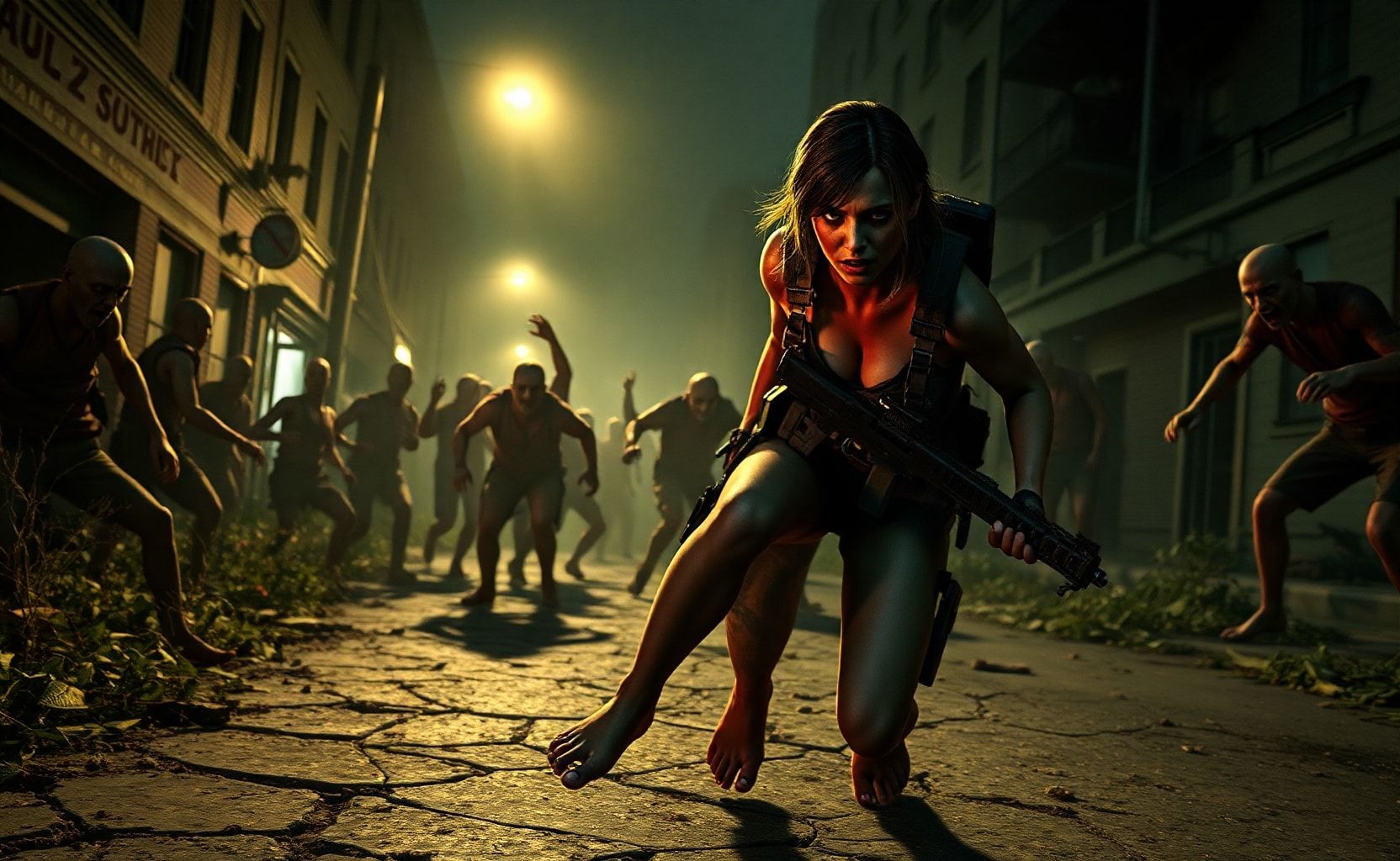 Download Jill Valintine Fighting Zombies Barefoot