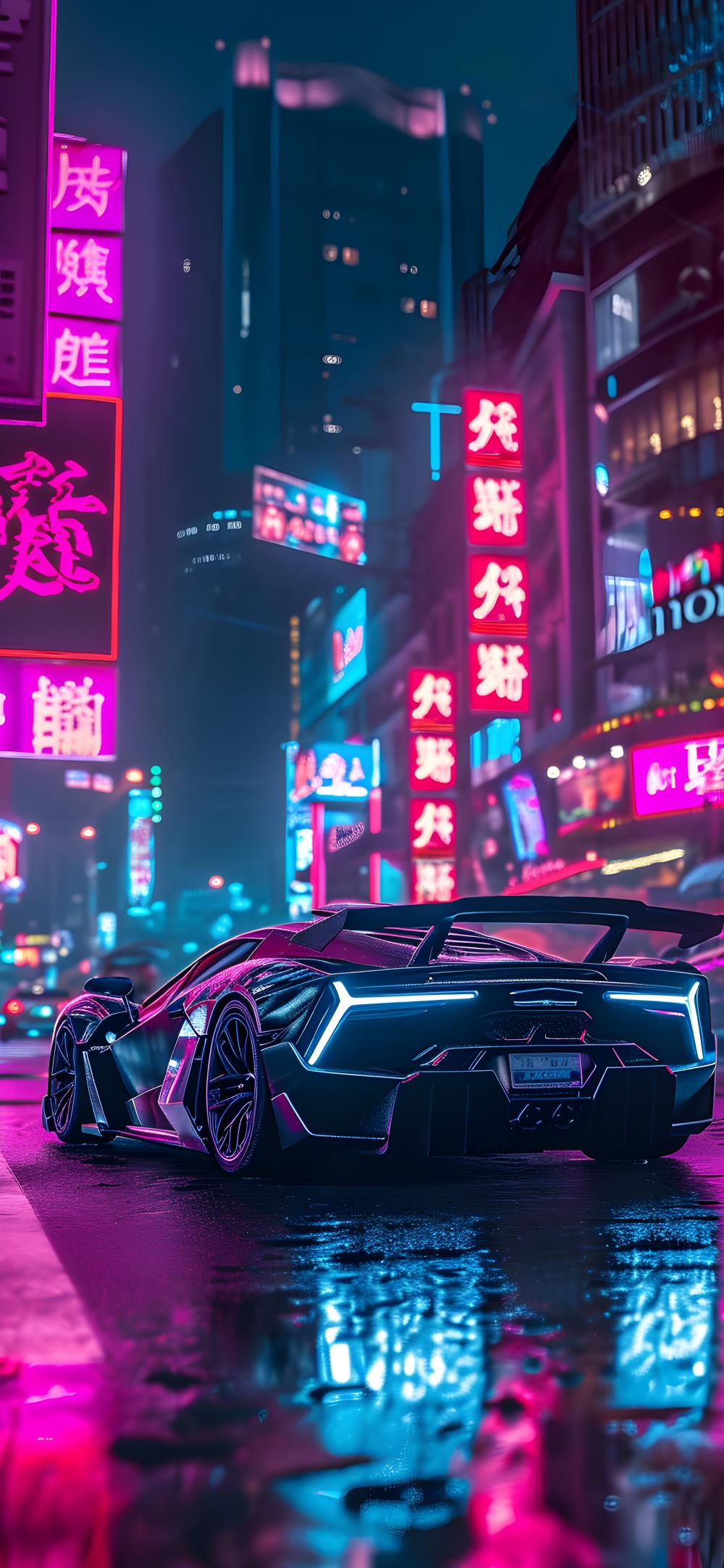 Download Neon City Futuristic Car