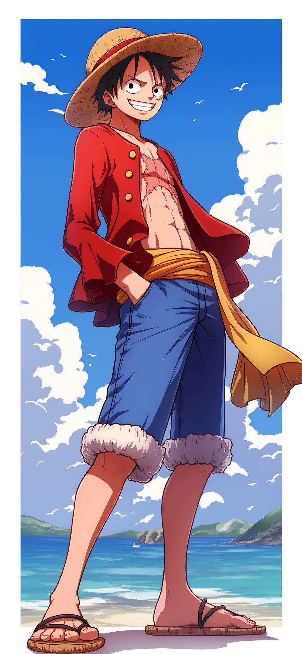 Download Luffy One Piece Beach Scene