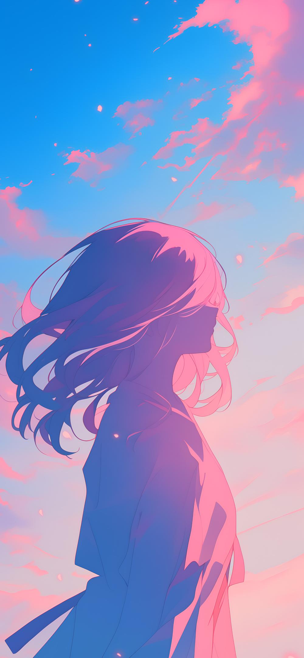 Download Dreamy Gradient Girl Silhouette