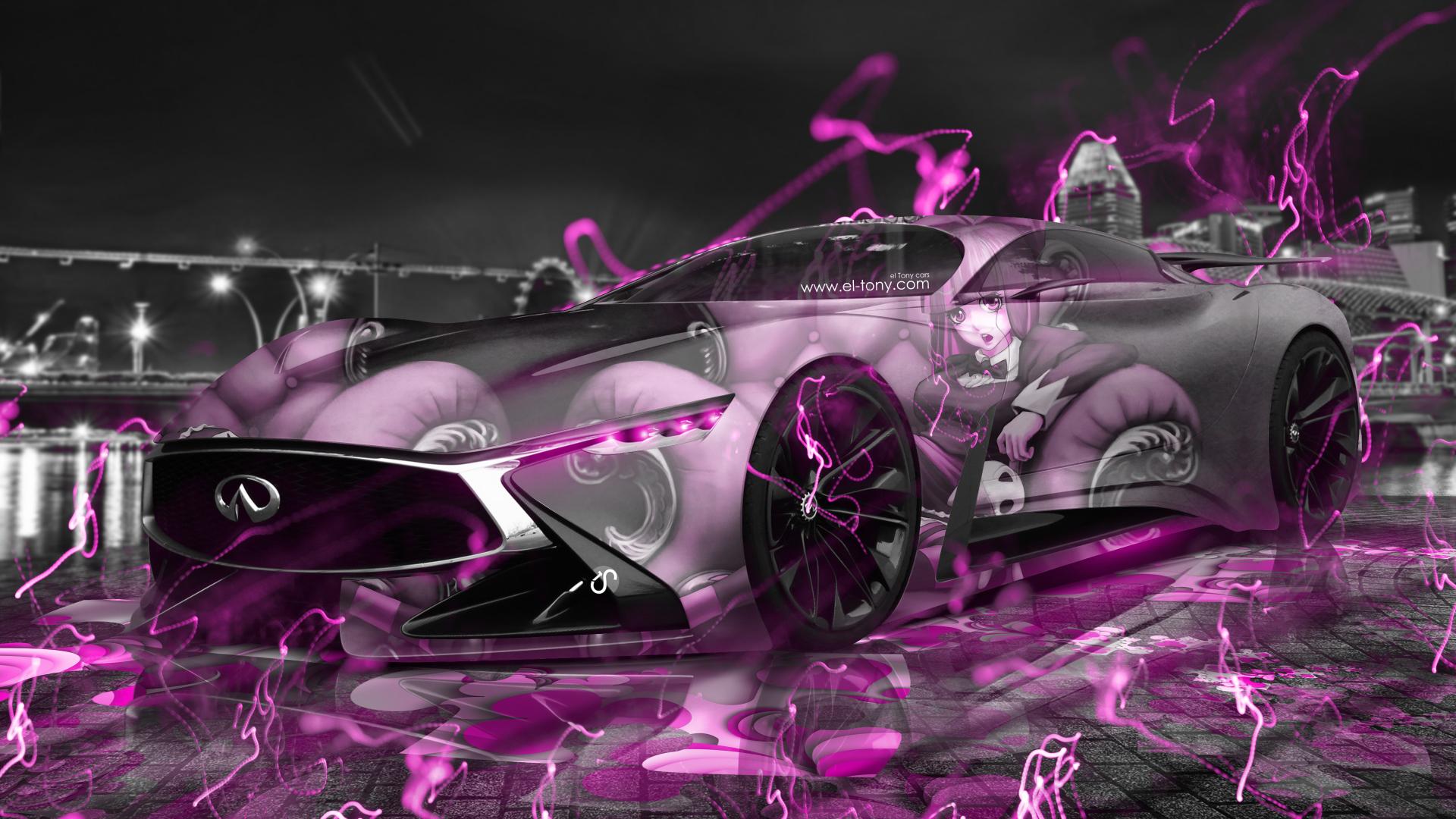 Download Purple and Black Car Illustration Wallpaper