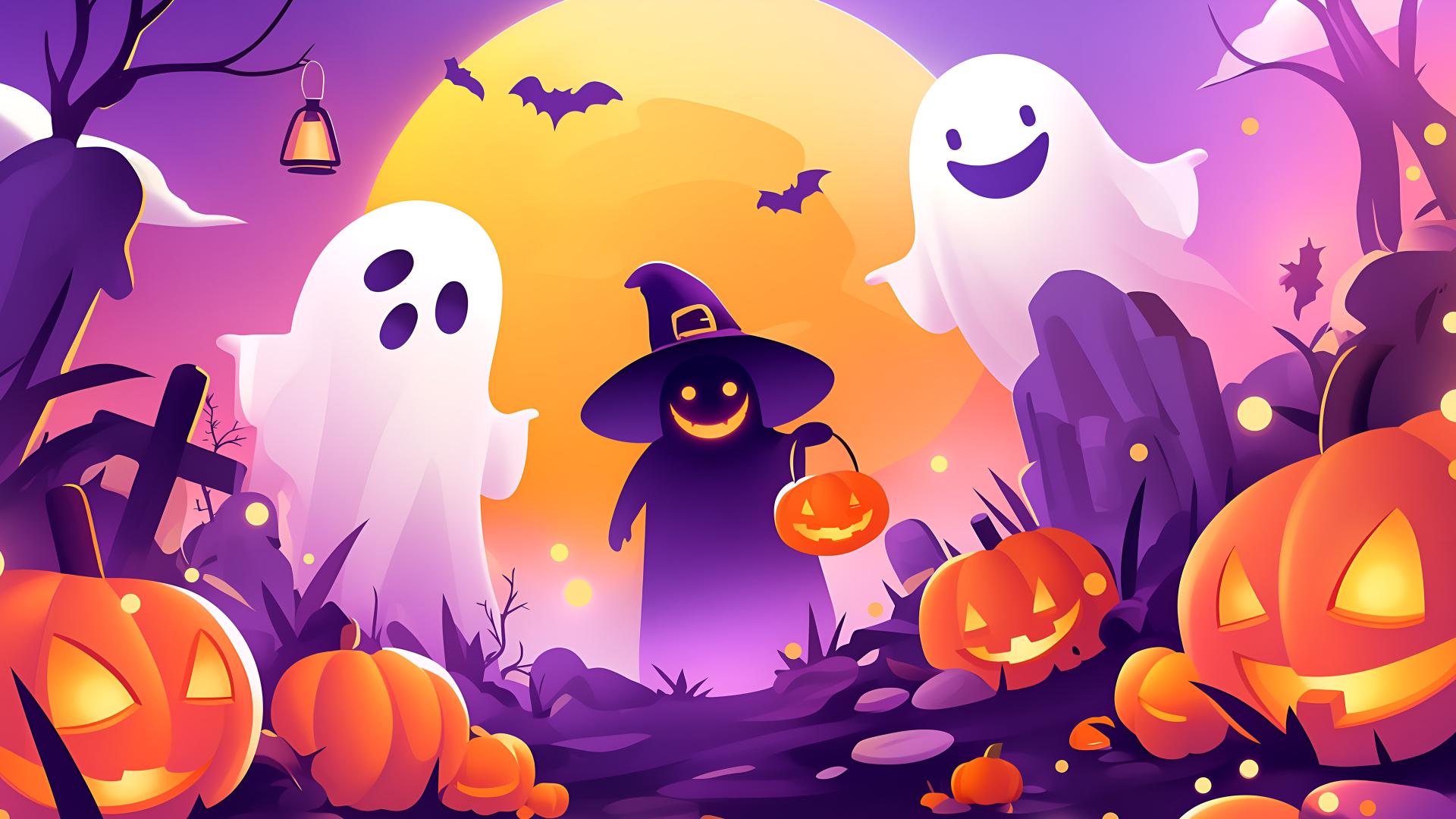 Download Trick Or Treat Cute Halloween Desktop Wallpaper 4k