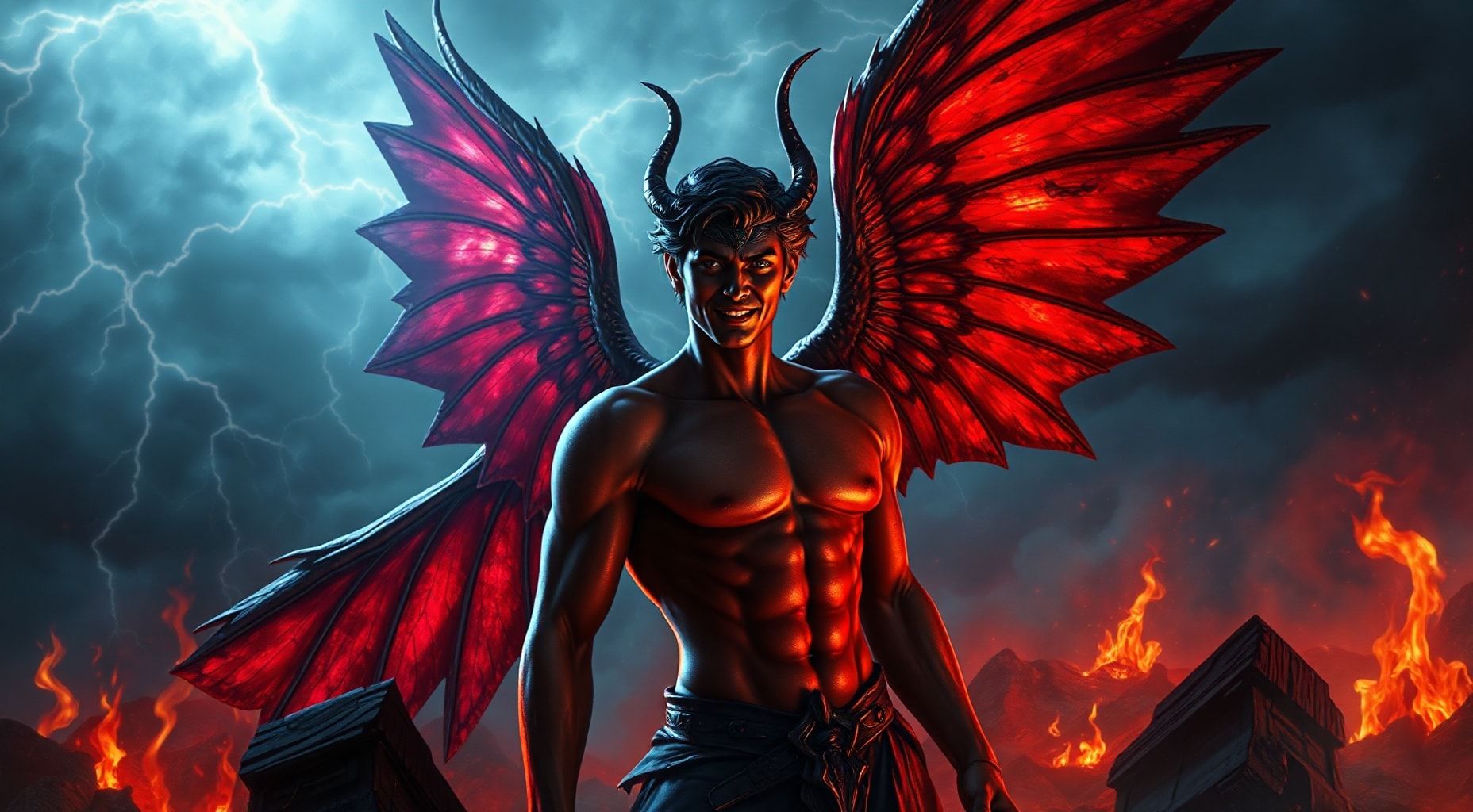 Download Lucifer With Huge Wings Being Nice