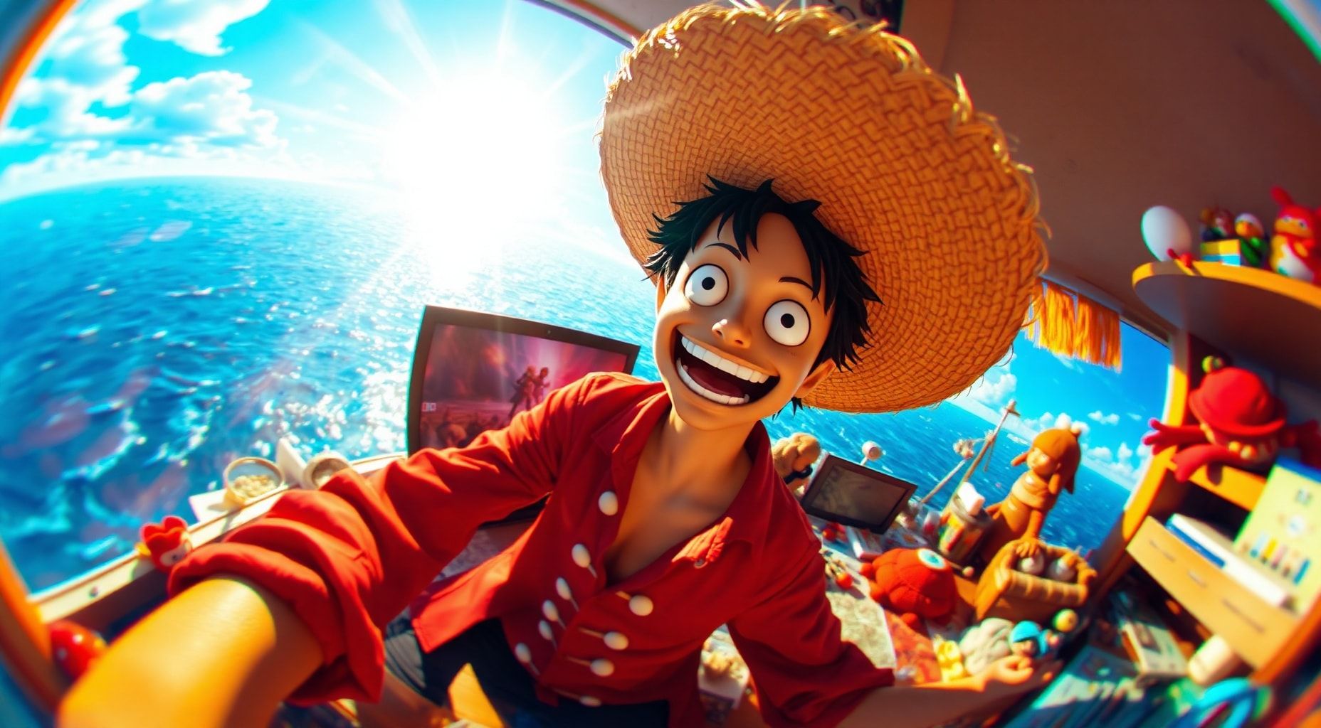 Download Luffy Straw Hat Fisheye Perspective Desktop