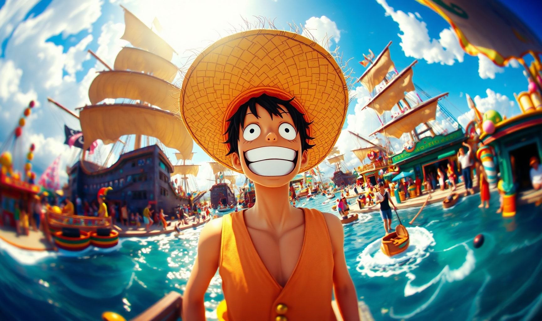 Download Luffy Straw Hat Fisheye Perspective Desktop