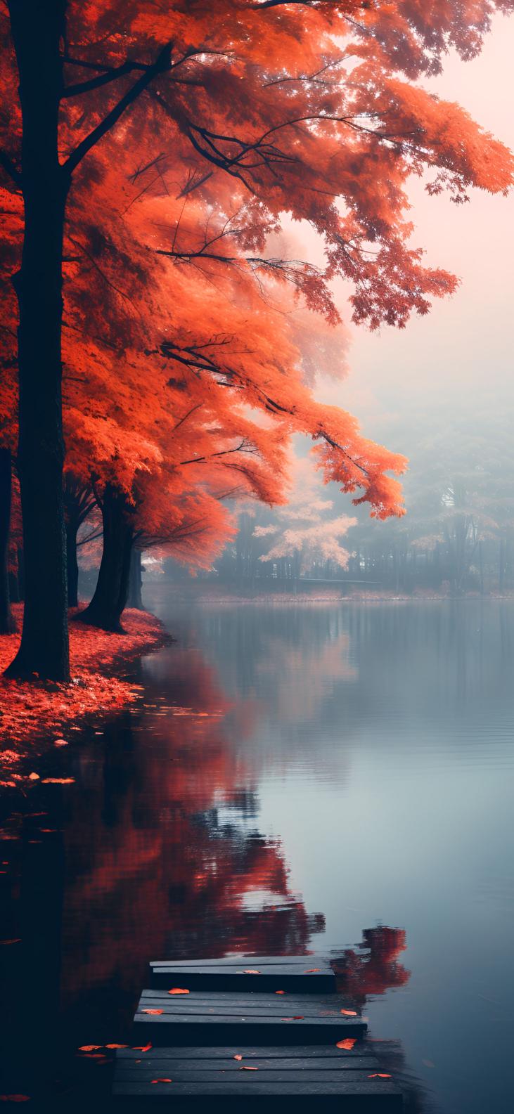 Download Lake Trees Autumn Aesthetics