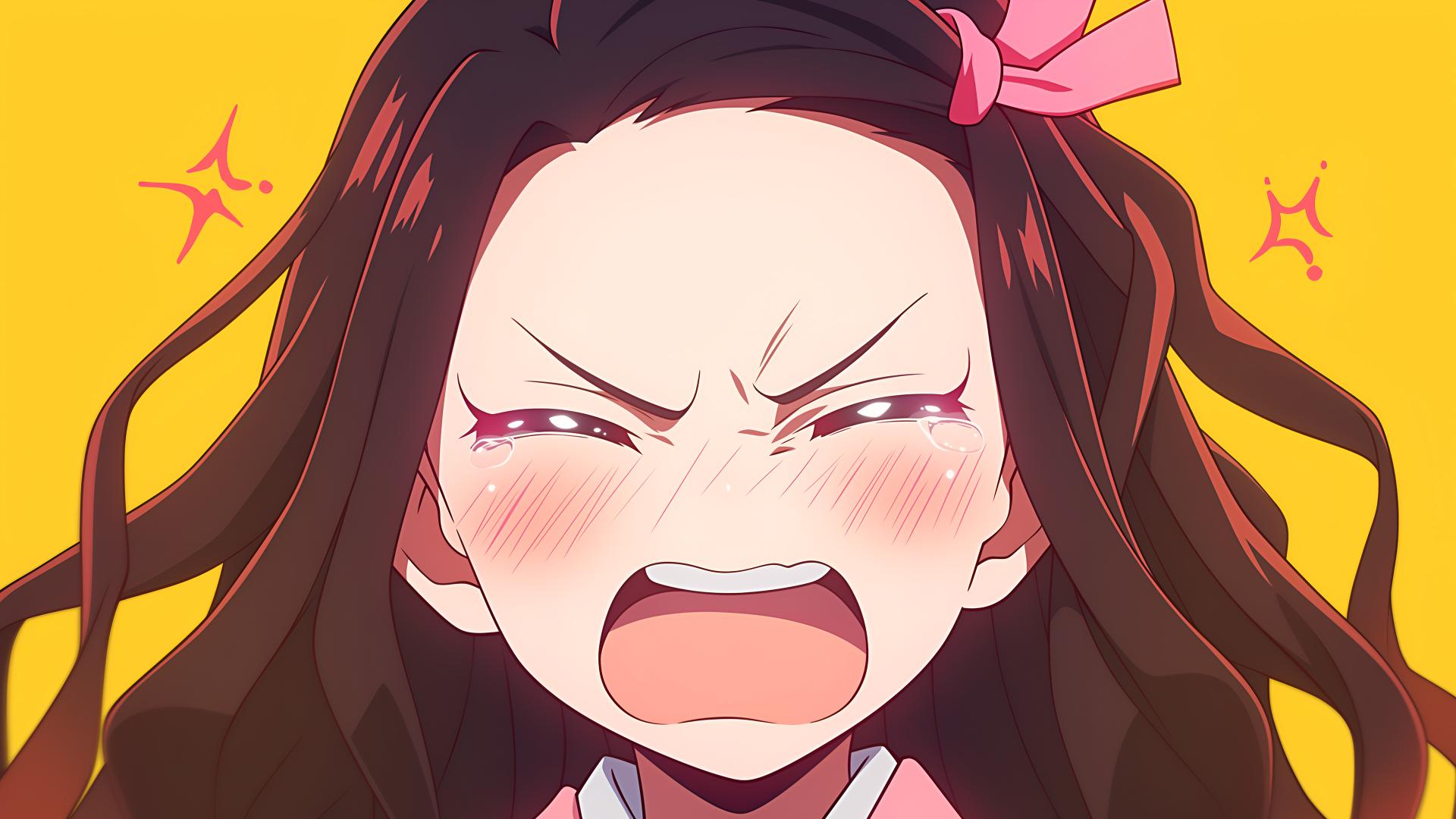 Download Angry nezuko yellow desktop wallpaper 4k