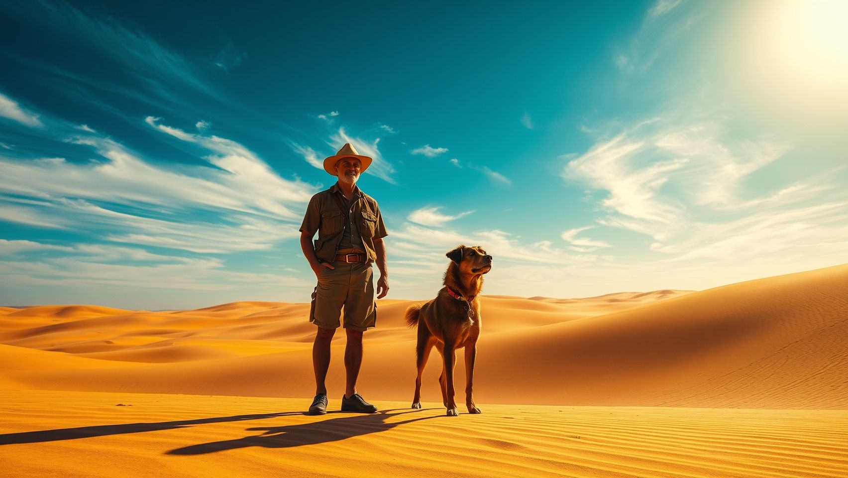 Download Man With His Dog In The