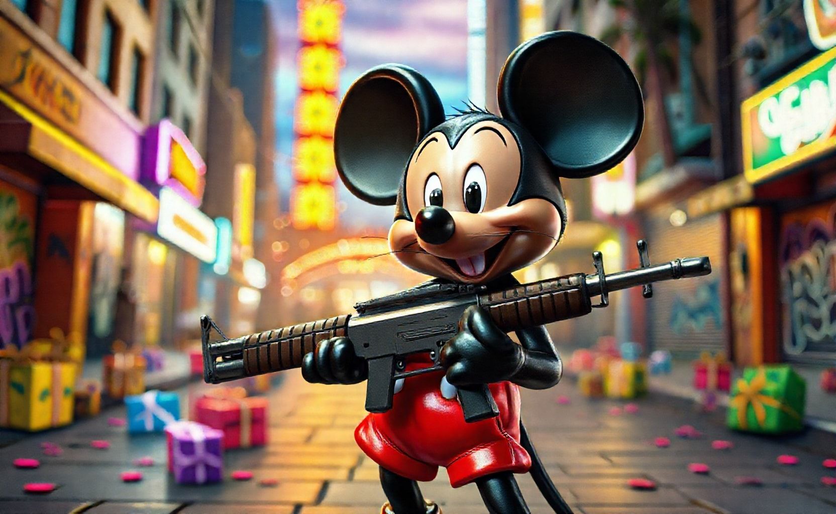 Download Mickey Mouse Holding An Uzi