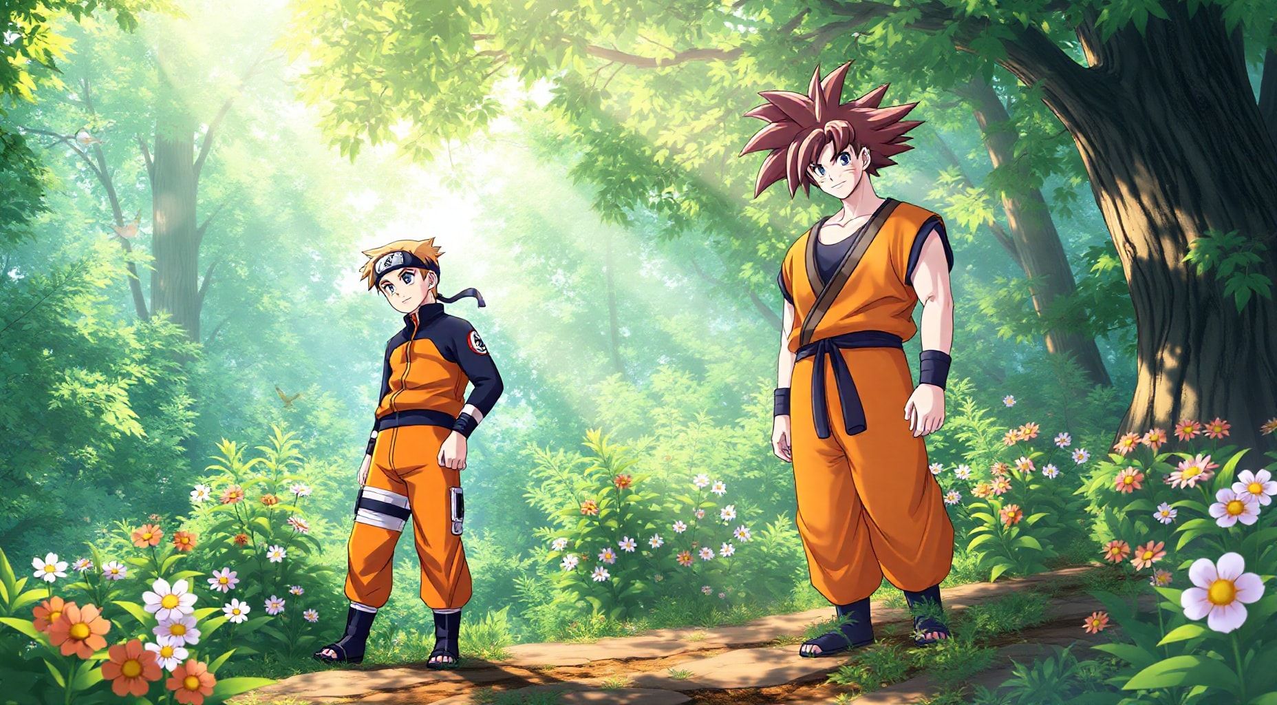 Download Naruto And Goku In A Forest