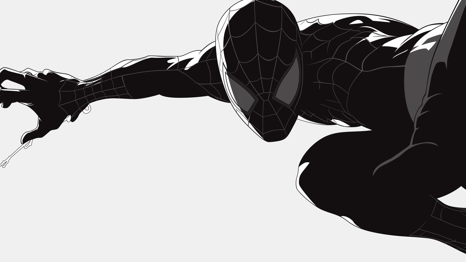 Download Spider Man Black Suit Silhouette Web Swinging Desktop Wallpaper