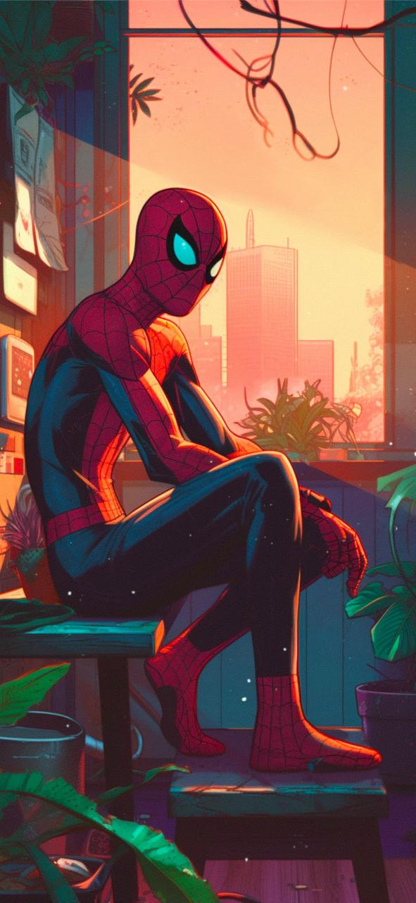 Download Spider Man Sitting By The Window