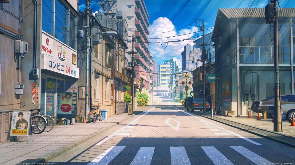 Download glass buildings anime street