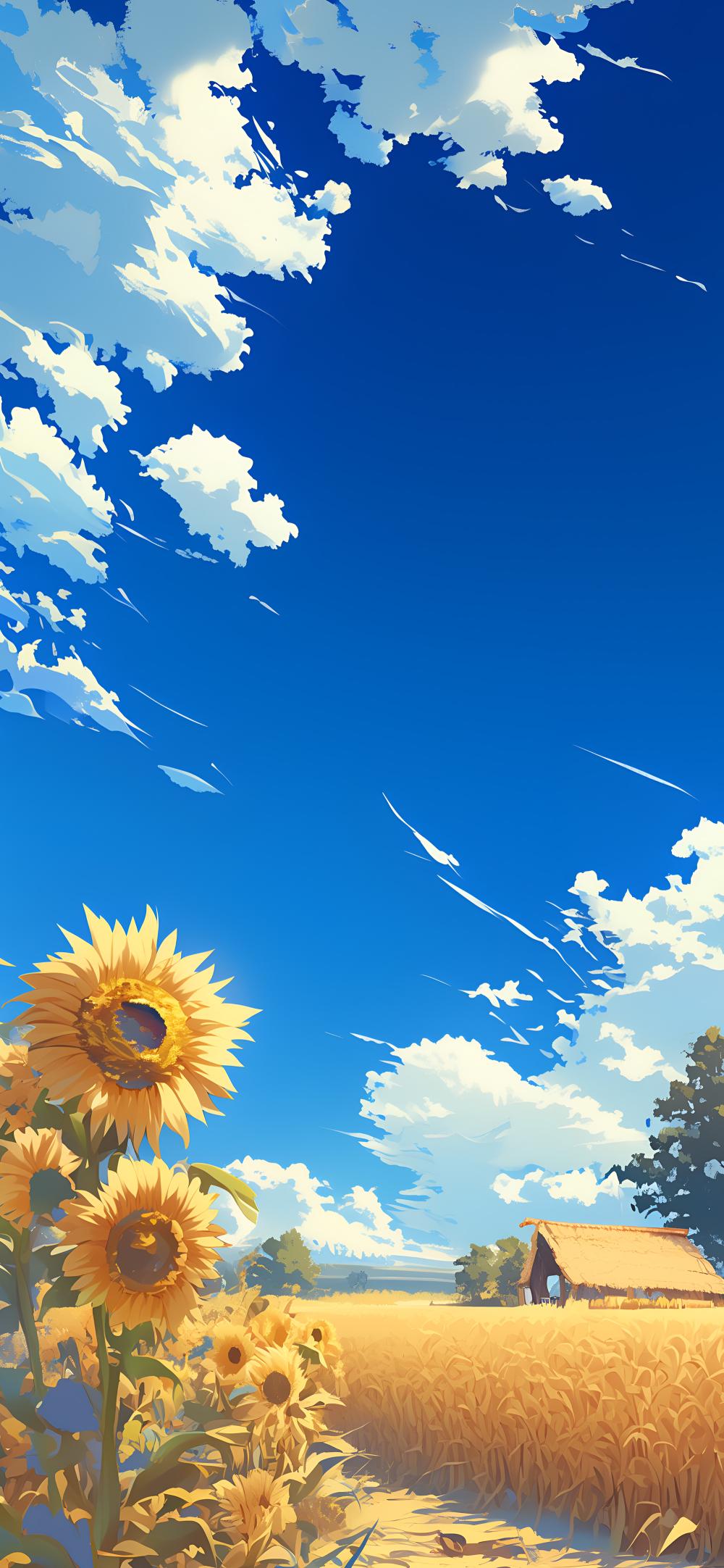 Download Sunflower Field Summer Scenery Wallpaper