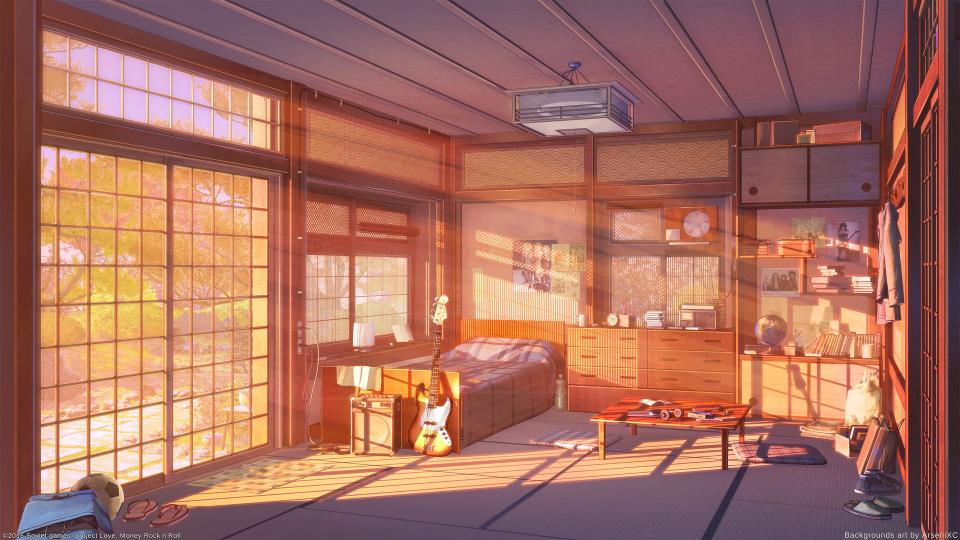 Download room guitar anime interior