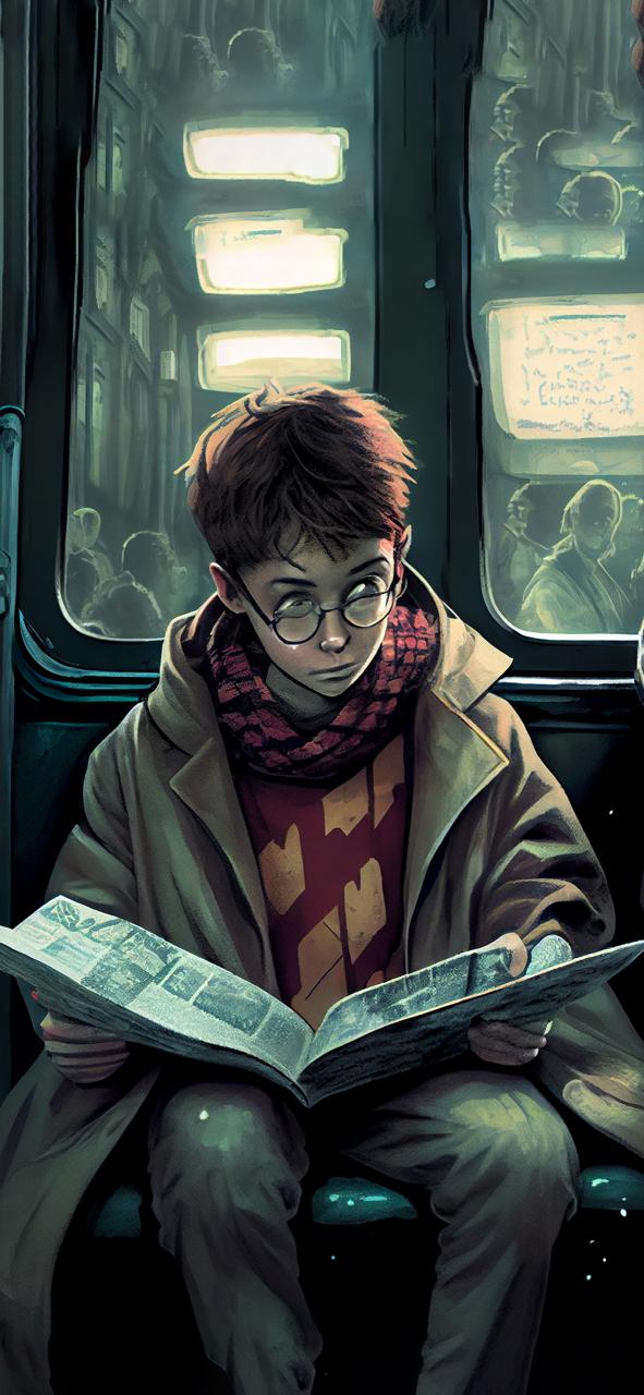 Download Harry Potter On Train With Newspaper