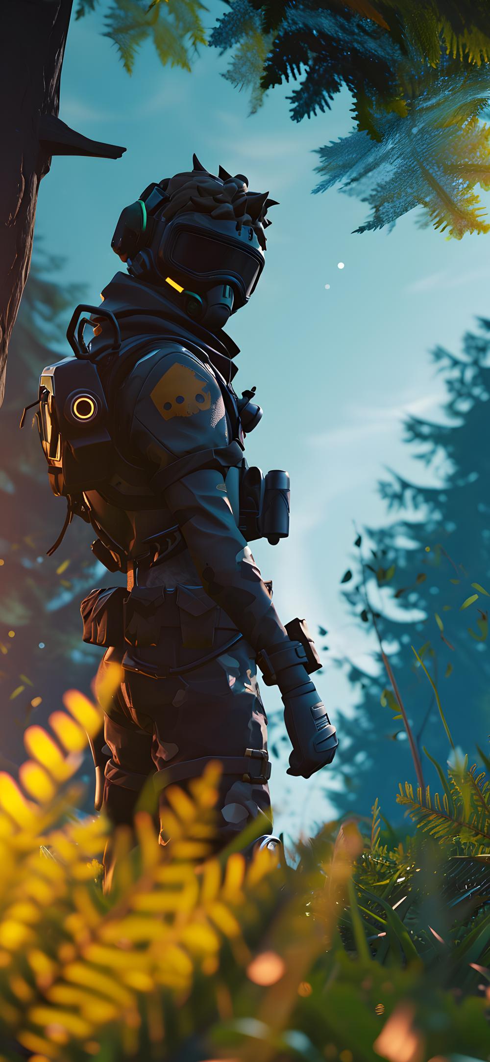 Download Fortnite Soldier In Forest Wallaper