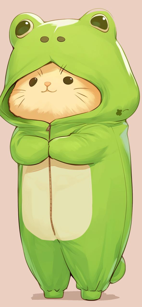 Download Funny Cat In Frog Pajamas