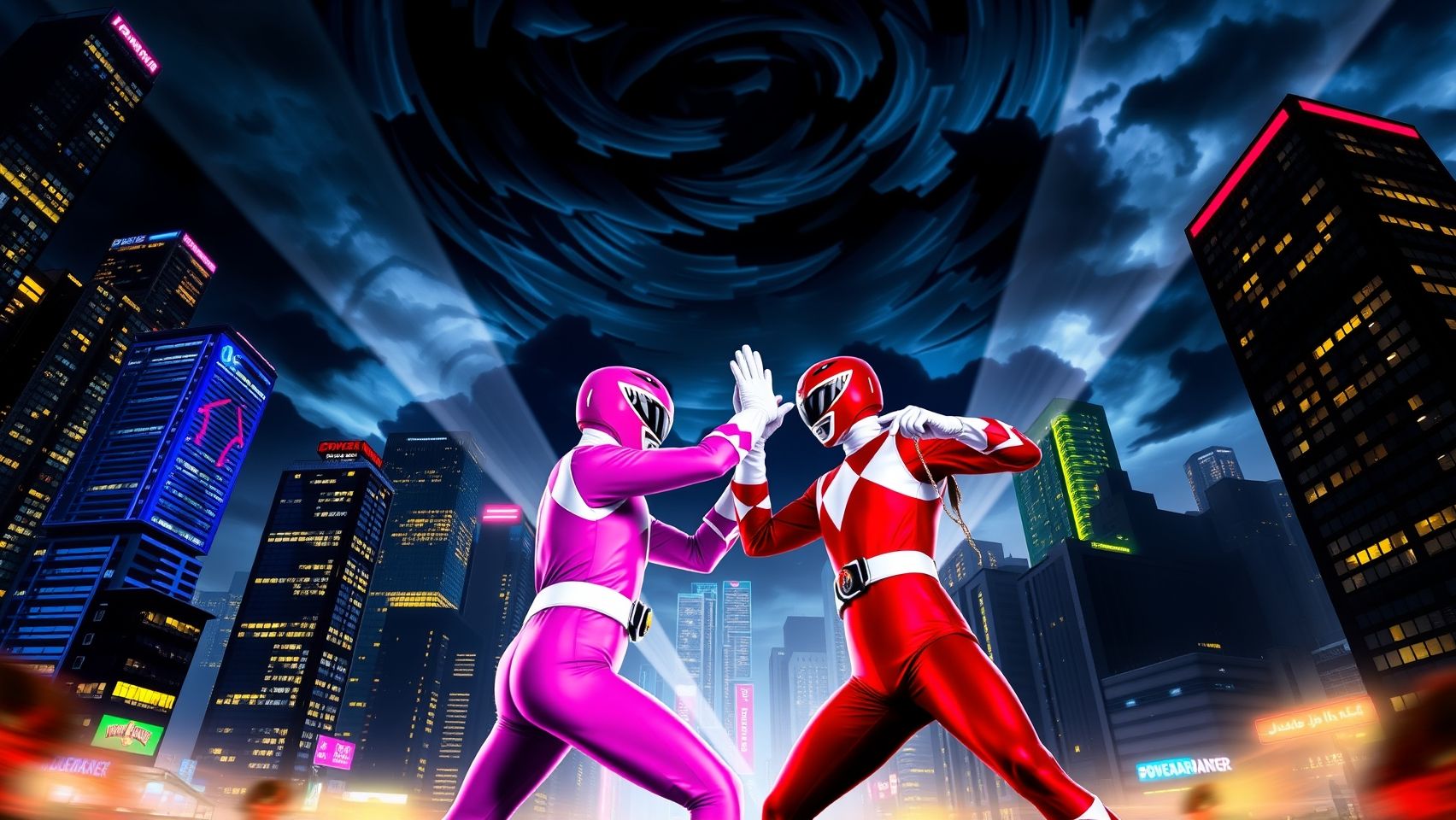 Download Power Ranger Rojo Y Rosada Luchando