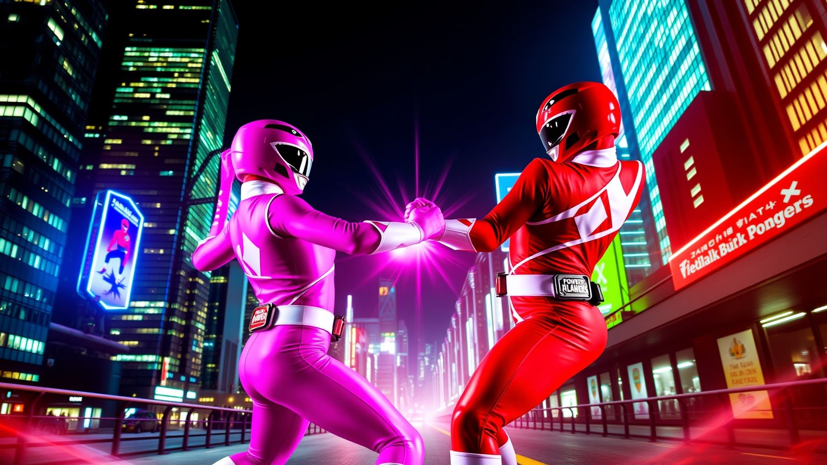 Download Power Ranger Rojo Y Rosada Luchando