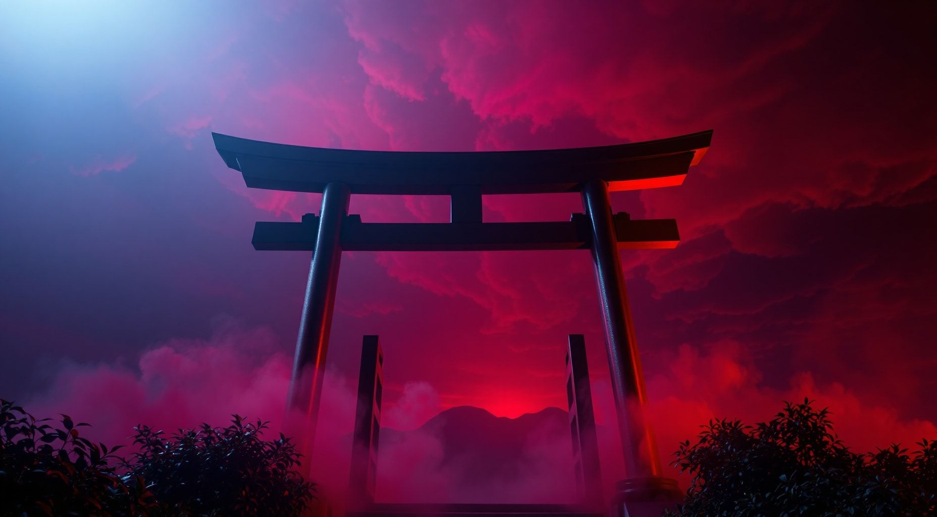 Download Puerta Torii En La Noche De