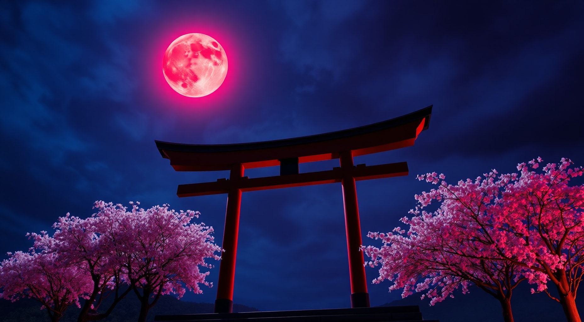 Download Puerta Torii En La Noche Y