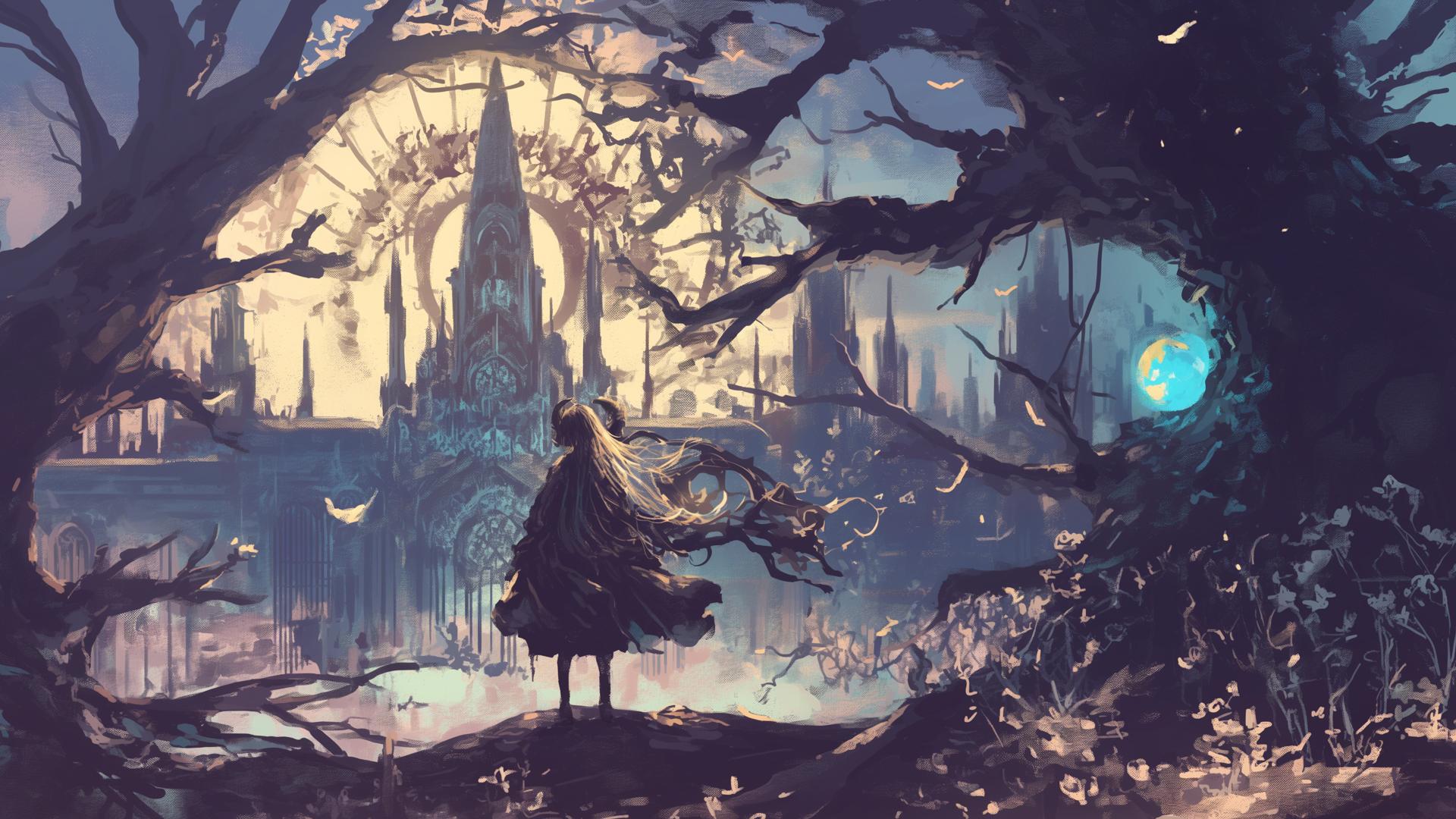 Download Gothic Castle Magical Atmosphere Mysterious Girl Desktop