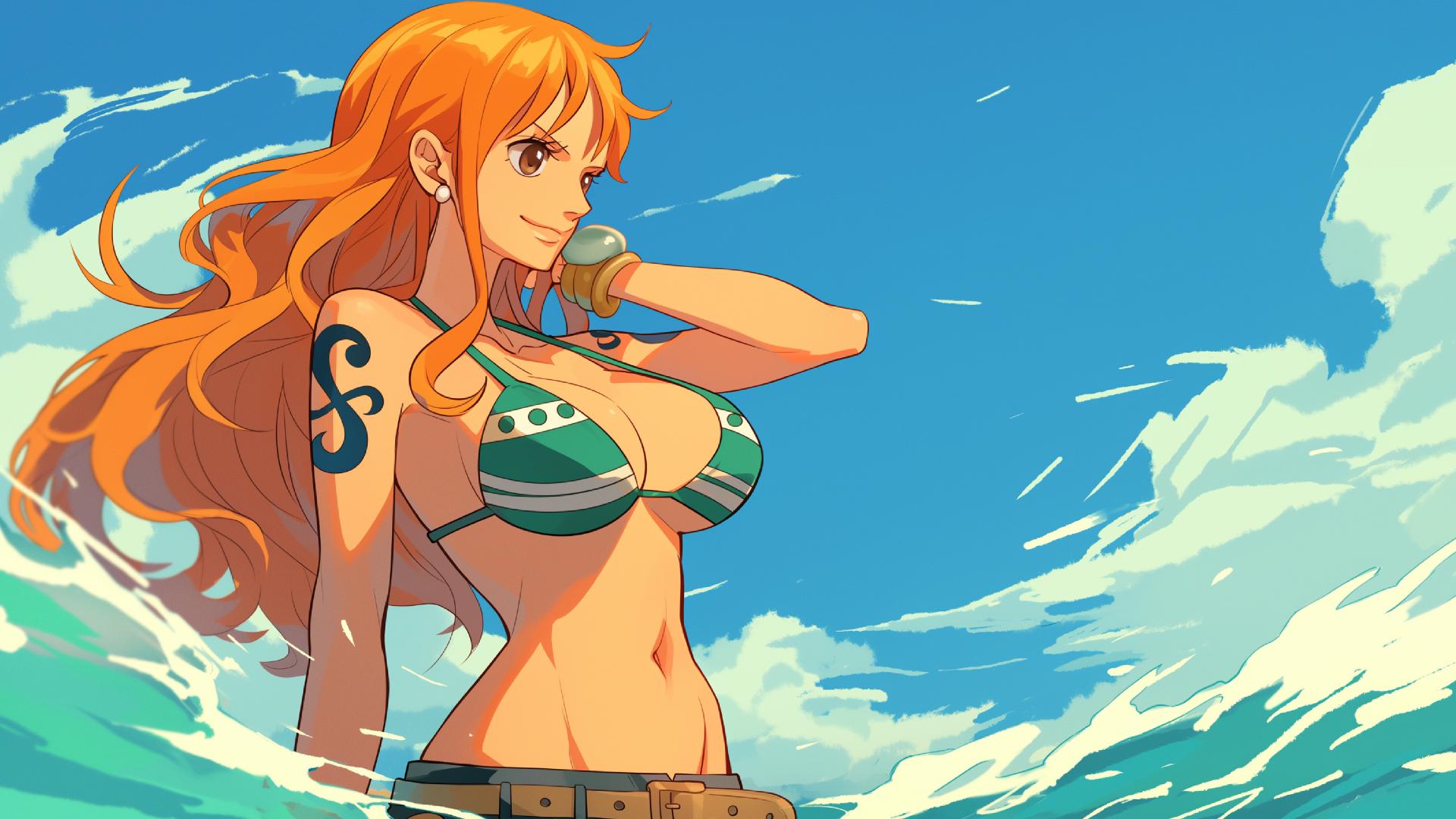 Download Nami Pirate Smile Blue Sky Desktop Wallpaper