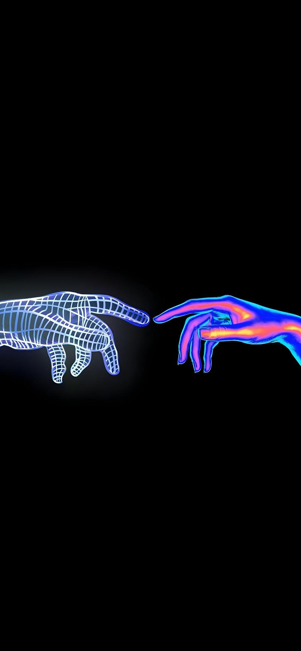 Download Digital Vs Human Touch Neon Art