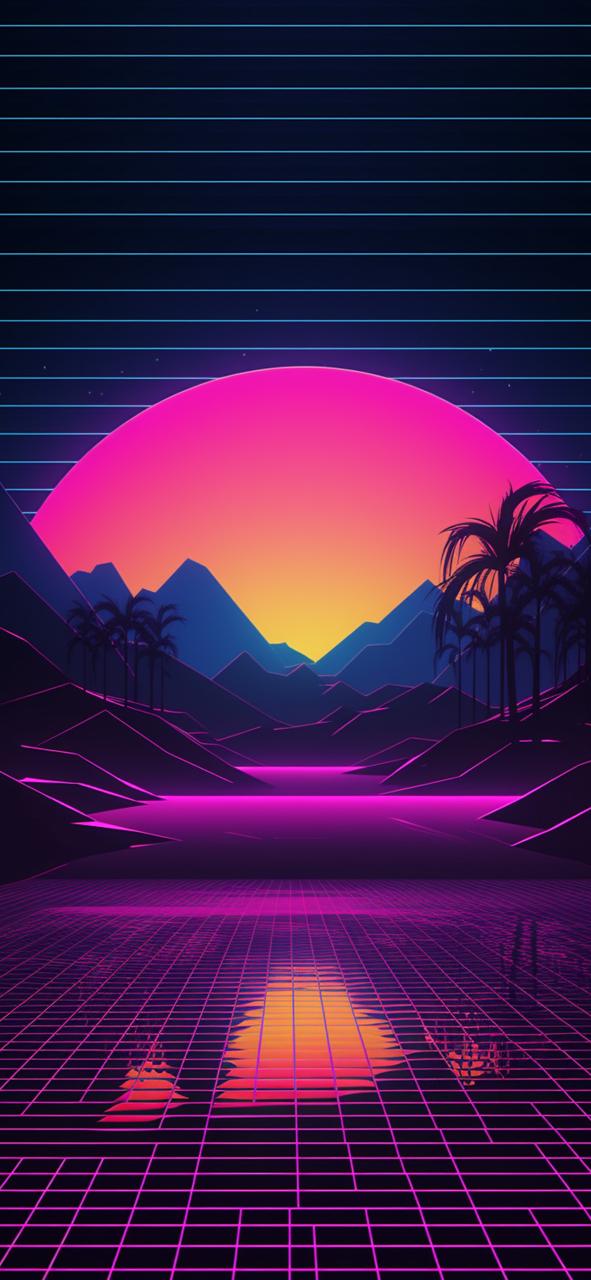 Download Synthwave Mountain Sunset