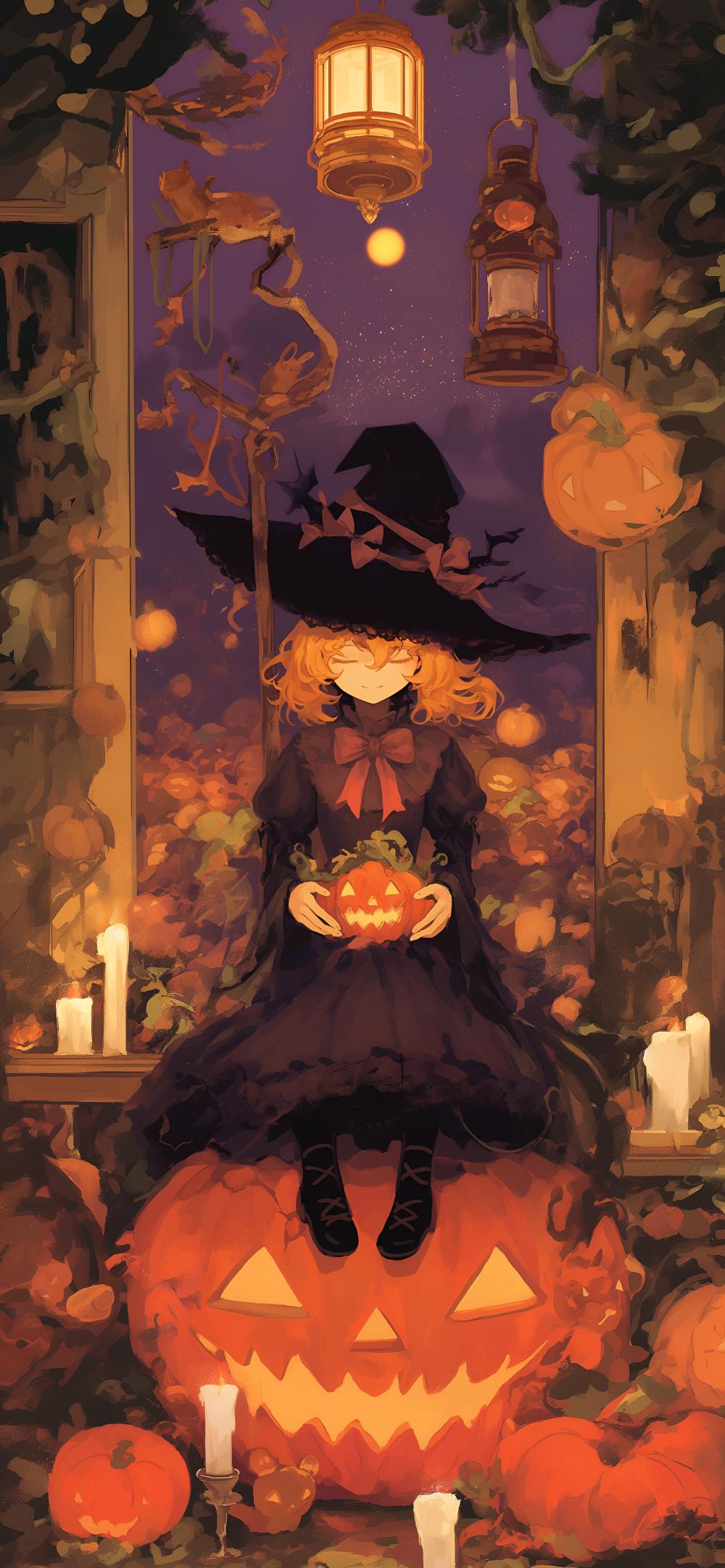 Download Aesthetic Halloween Witch Pumpkin