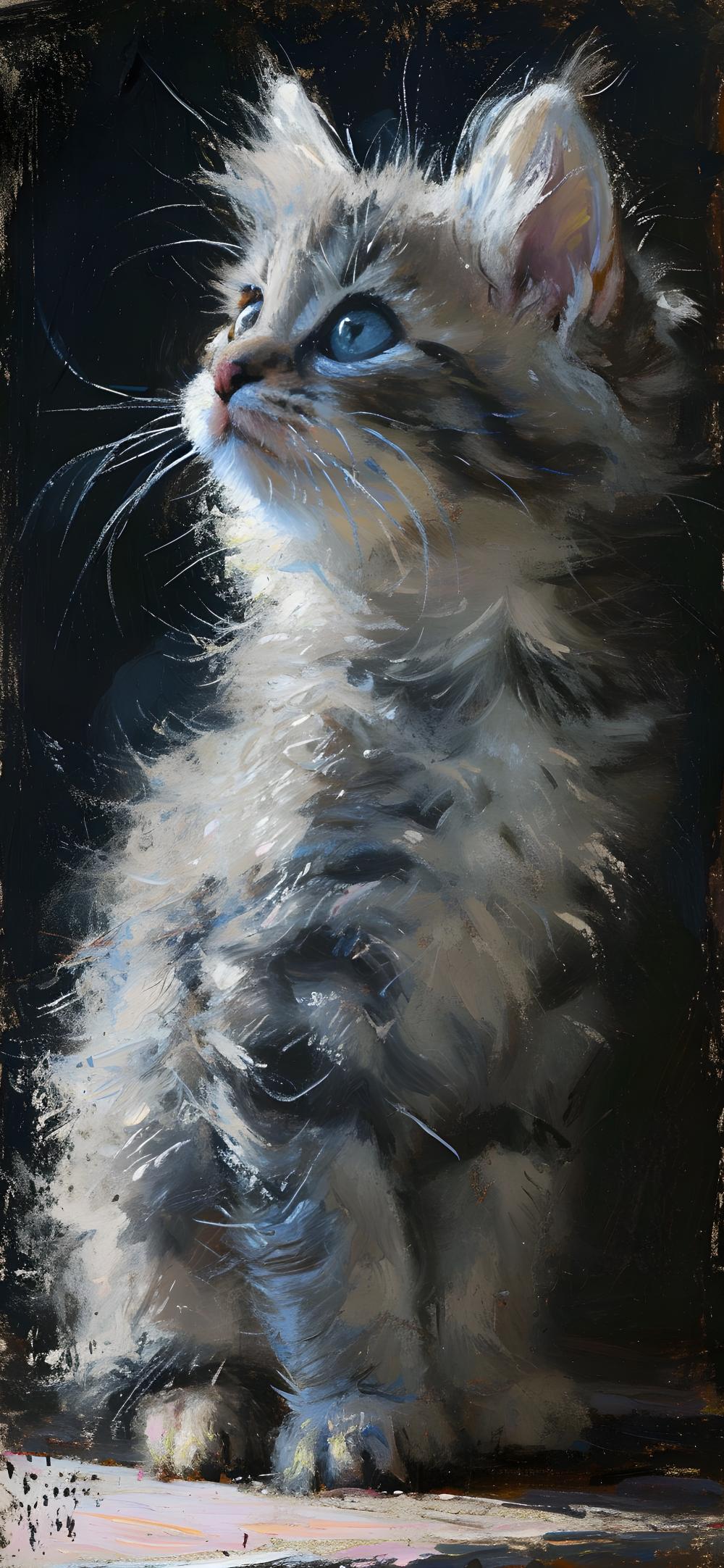 Download Fluffy Cat Painting Aesthetic