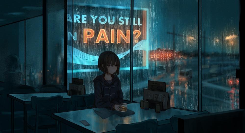 Download night rain mood anime