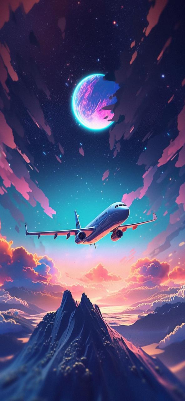 Download The Plane Flying Above The Mountains Art