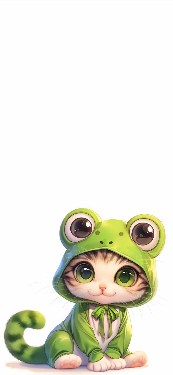 Download Cute Cat In Frog Costume Adorable Wallpaper