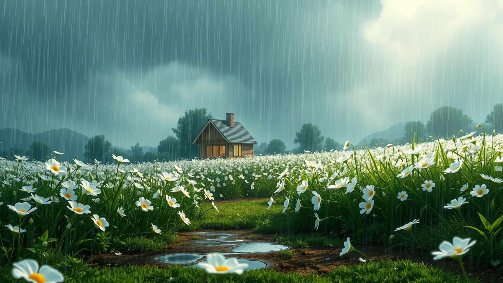 Download Rainy  Hyper Realistic Illustration Landscape