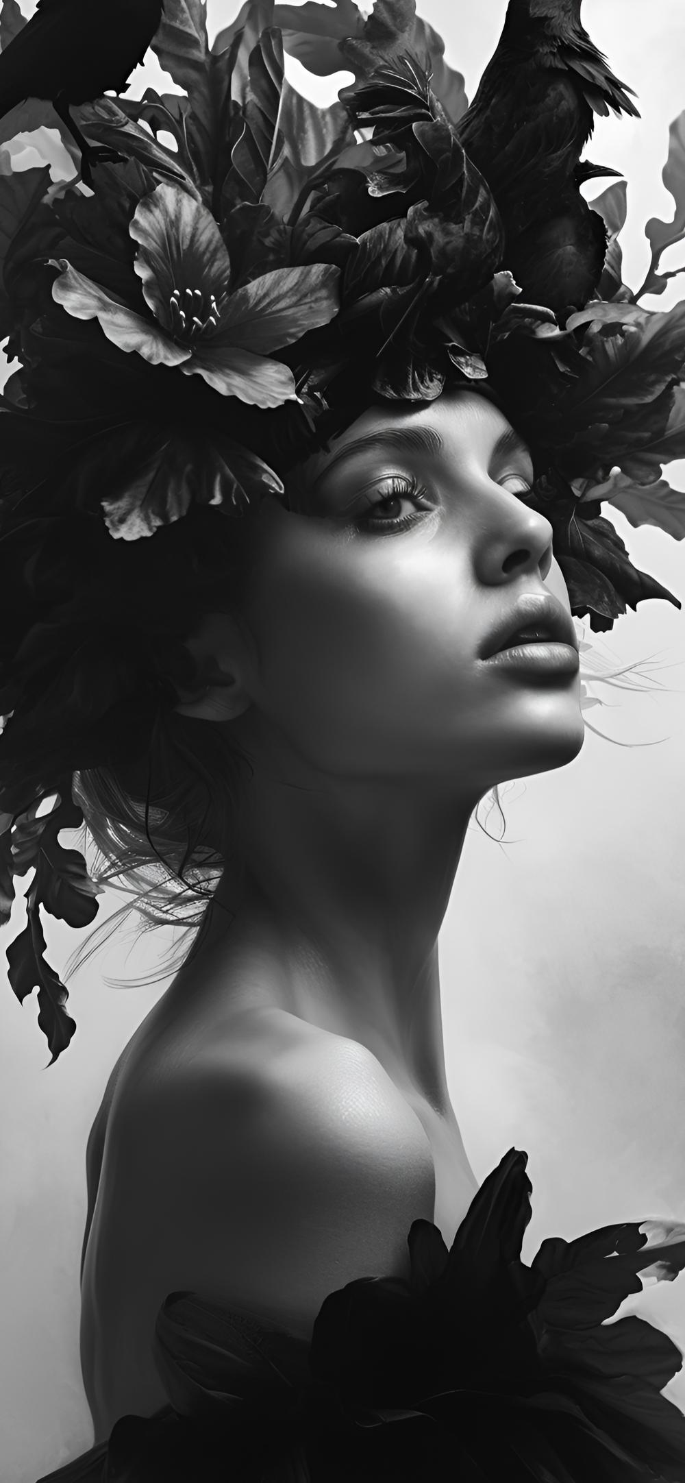 Download Artistic Black And White Female Portrait