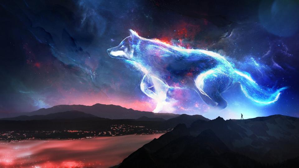 Download Fantasy Animals Wolf Landscape