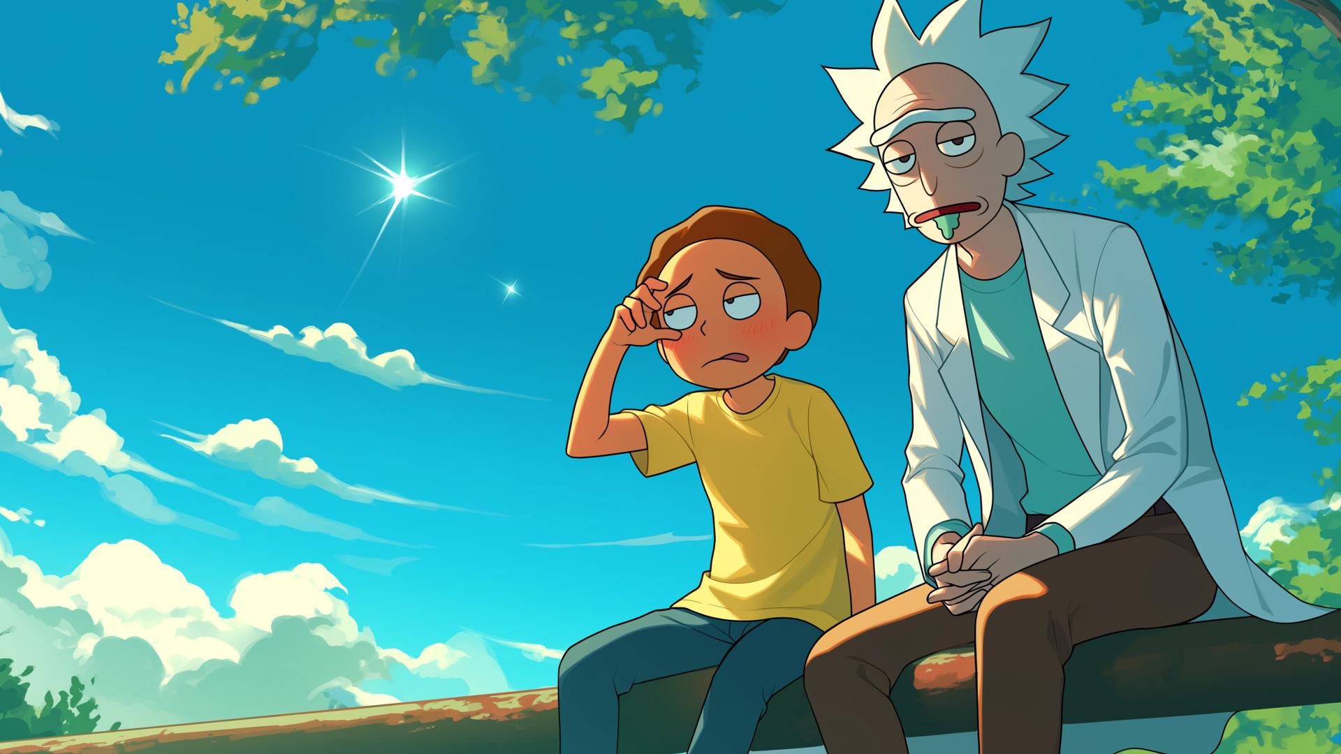 Download Rick And Morty Sky Travel Desktop Wallpaper