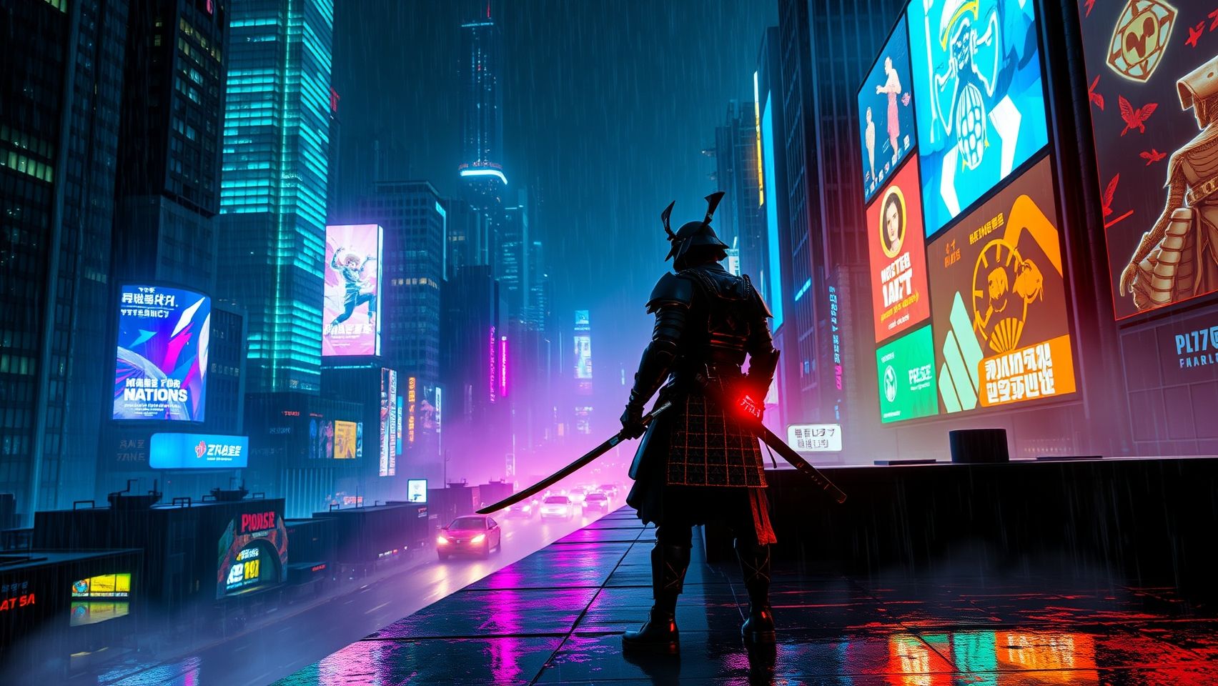 Download Samurai Cyberpunk Neon City