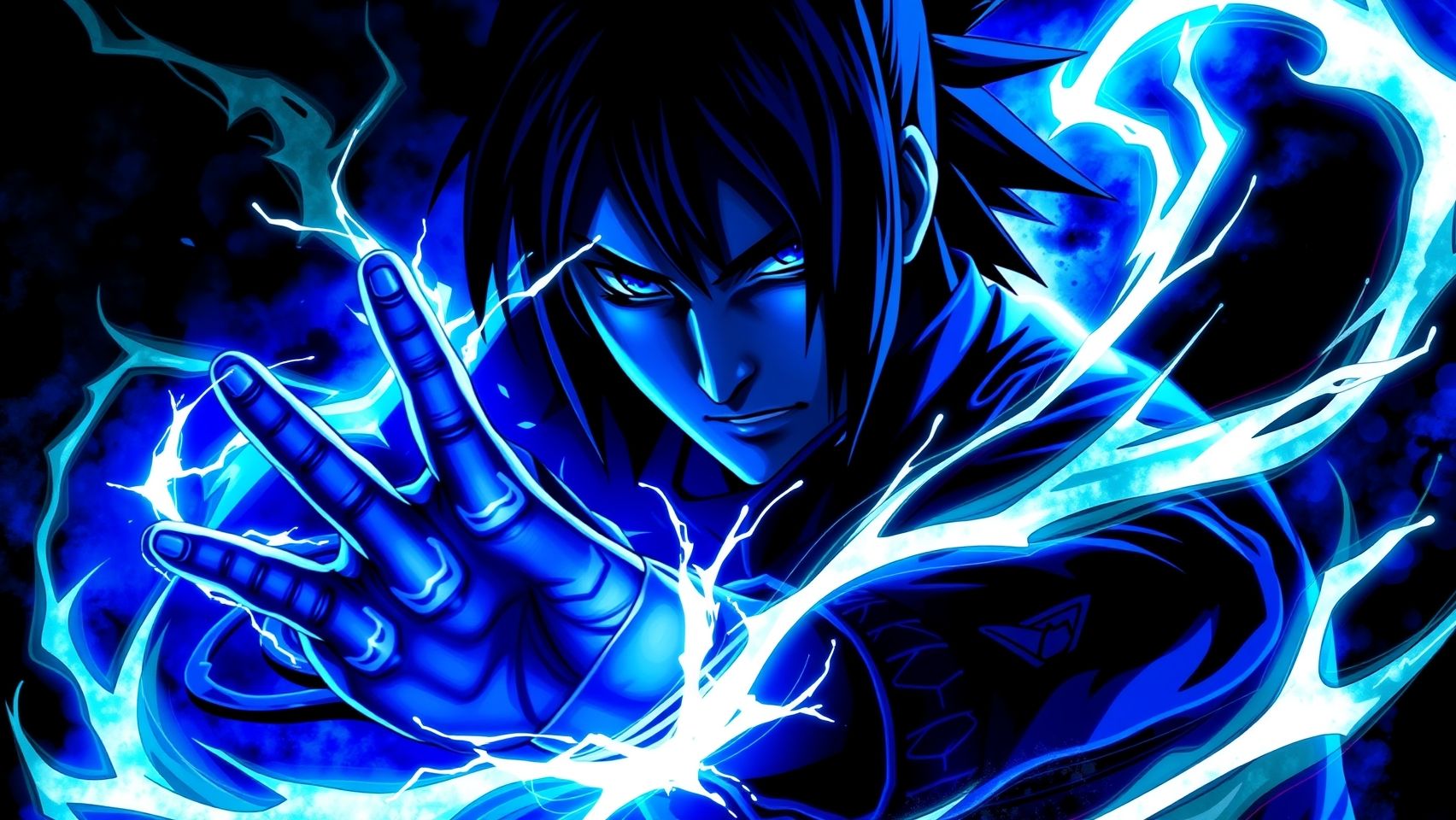 Download Sasuke Blue Theme Chidori Wallpaper