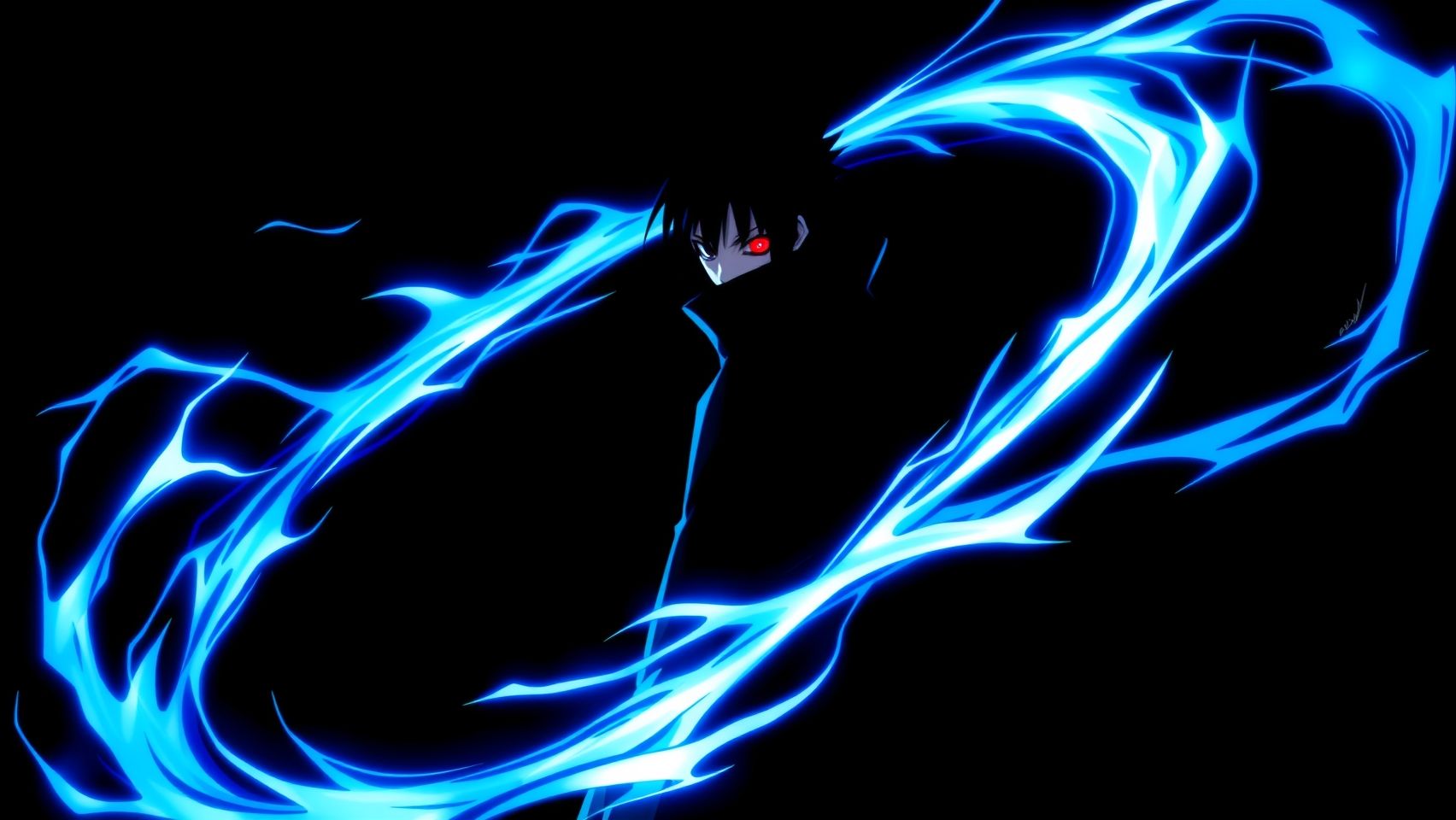 Download Sasuke Blue Theme Chidori Wallpaper With