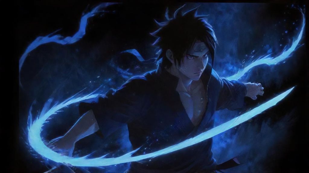 Download Sasuke Blue Theme Chidori Wallpaper With