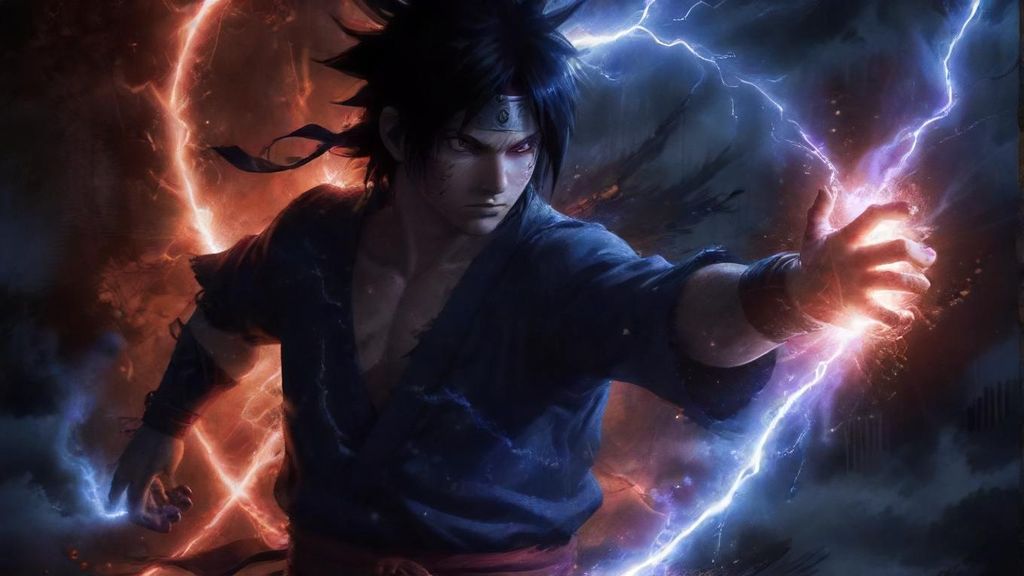 Download Sasuke Dark Blue Lighting Chidori Wallpaper