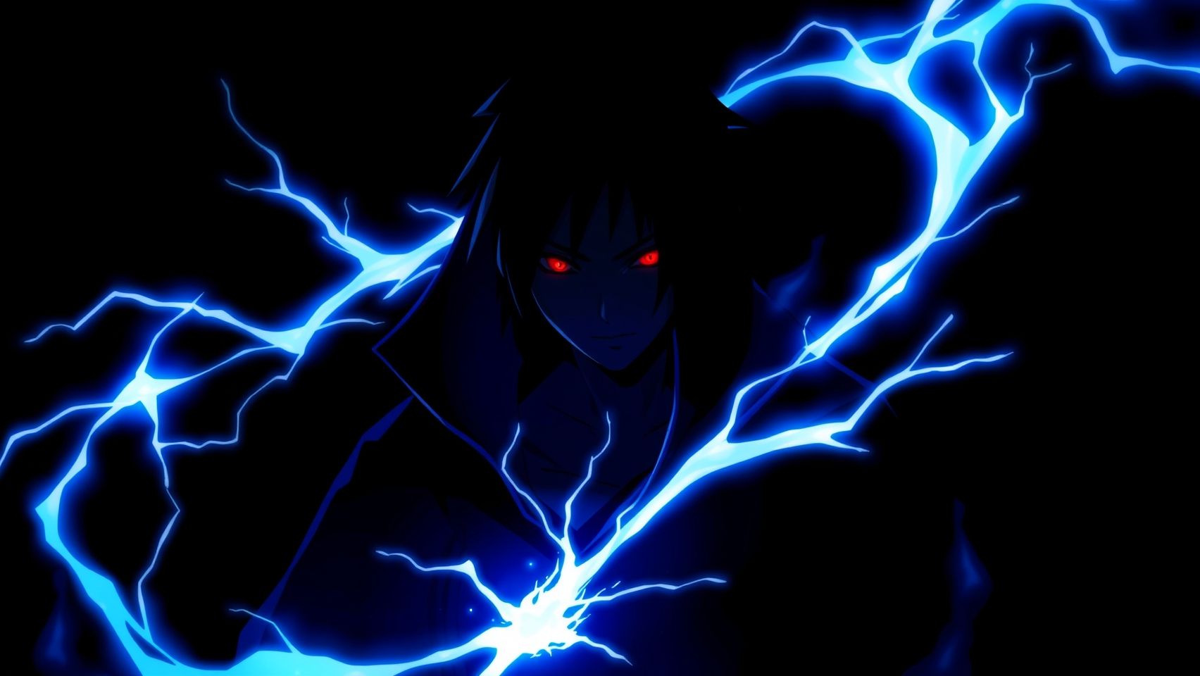 Download Sasuke Dark Blue Theme Chidori Wallpaper