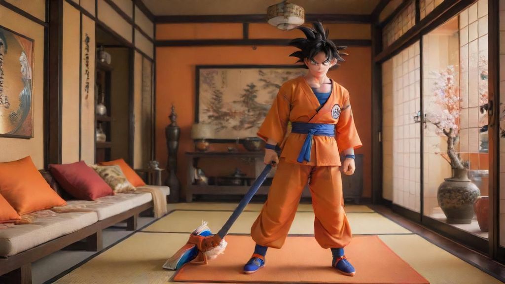 Download Son Goku Doing Vacuum Job