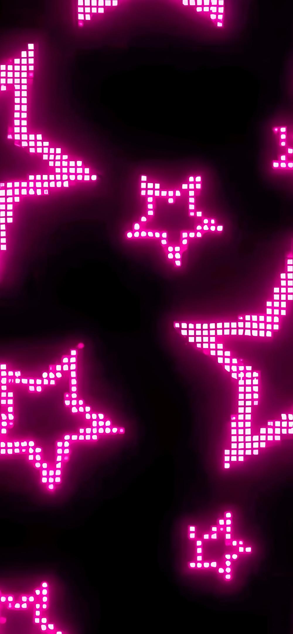 Download Glowing Pink Pixel Stars